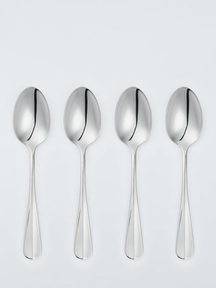 John Lewis Baguette Stainless Steel Table Spoons, Set of 4, Silver