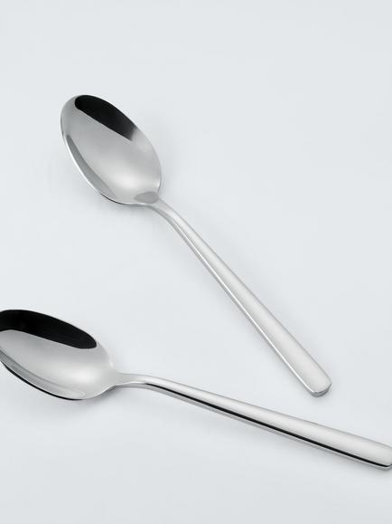 John Lewis Orbit Stainless Steel Dessert Spoons, Set of 4 - view 2, Silver