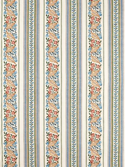Morris & Co. Bluebell & Peony Embroidery Furnishing Fabric, Rose/Woad