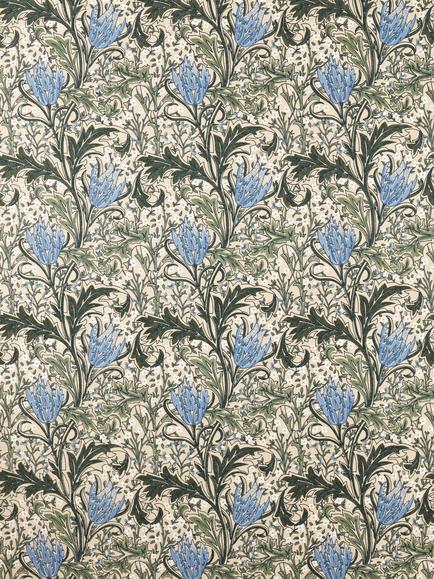 Morris & Co. Lent Lily Embroidery Furnishing Fabric, Cornflower Blue