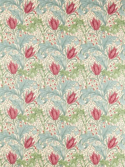 Morris & Co. Lent Lily Embroidery Furnishing Fabric, Plum/Bayleaf