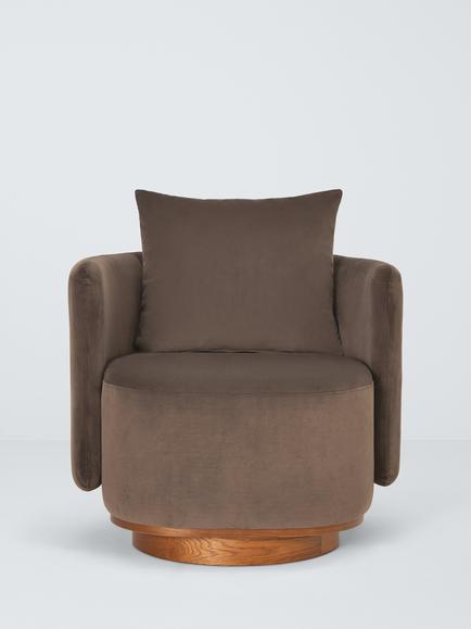 John Lewis Piro Armchair, Truffle Velvet - view 2, Truffle Velvet
