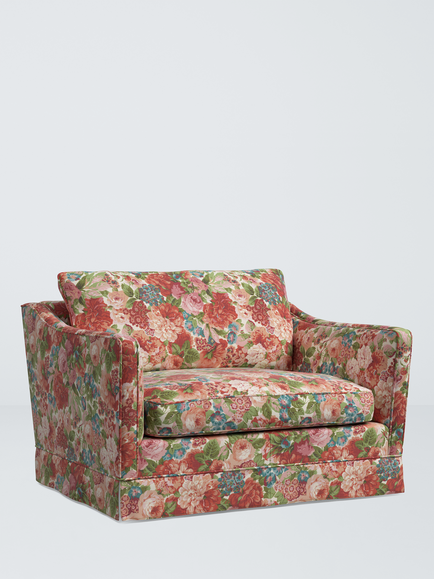 John Lewis x Sanderson Islington Newnham Courtney Loveseat, Rose And Peony Alum/Peach Putty