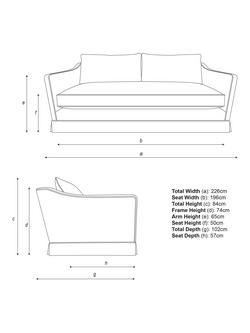 John Lewis x Sanderson Islington Newnham Courtney Large 3 Seater Sofa - view 2, Rose And Peony Alum/Peach Putty