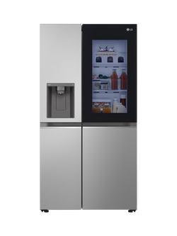 LG OUTLET InstaView GSGV81PYLL Freestanding 60/40 Non-Plumbed American Fridge Freezer, Like New, Silver, Silver
