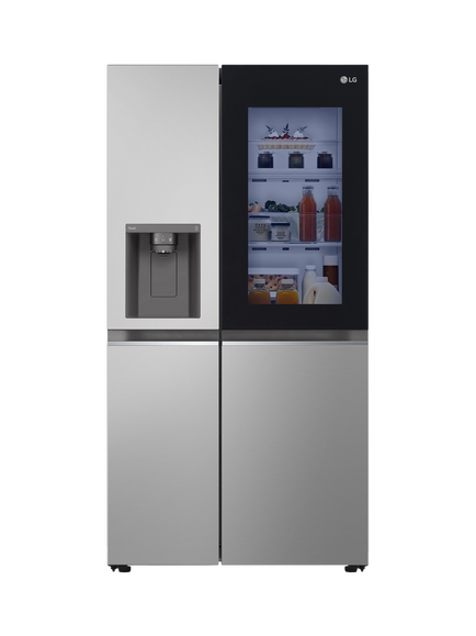LG OUTLET InstaView GSGV81PYLL Freestanding 60/40 Non-Plumbed American Fridge Freezer, Like New, Silver, Silver
