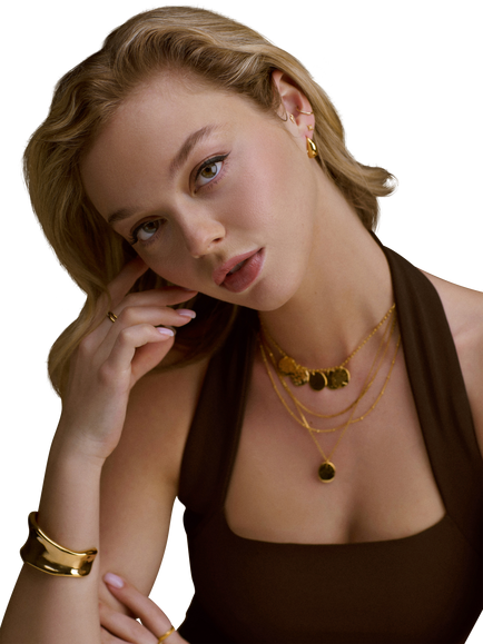 Orelia Polished Domed Taper Hoop, Pale Gold - view 2, Pale Gold