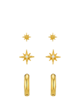 Orelia Micro Pave Earrings, Pack of 6, Pale Gold
