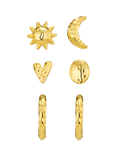 Orelia Micro Molten Earrings, Pack of 6, Pale Gold