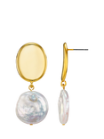 Orelia Statement Coin Pearl Drop Earrings, Pale Gold
