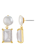 Orelia Pearl Stud Drop Earrings, Pale Gold