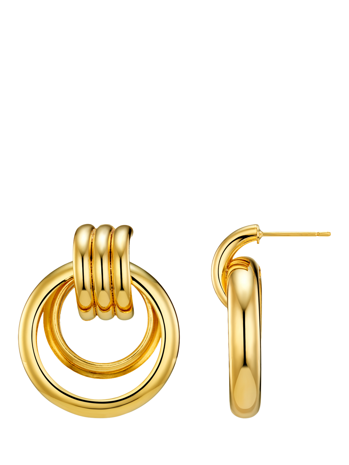 Product image 1 of 4, which shows Orelia Statement Open Interlocking Hoop Earring, Pale Gold
