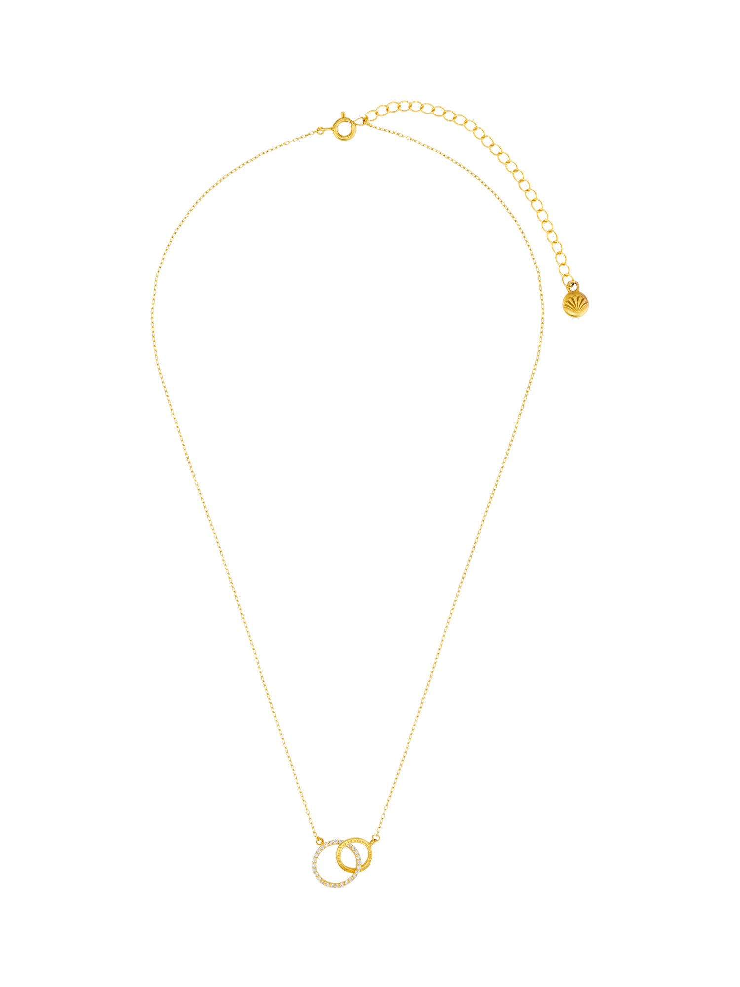 Product image 1 of 3, which shows Orelia LUXE Crystal Open Circle & Interlocking Necklace, Pale Gold