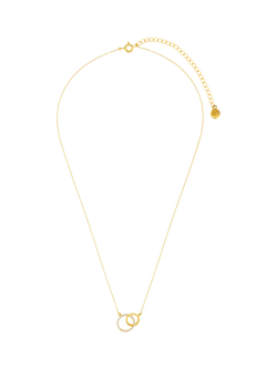 Orelia LUXE Crystal Open Circle & Interlocking Necklace, Pale Gold, Pale Gold