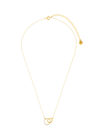 Orelia LUXE Crystal Open Circle & Interlocking Necklace, Pale Gold, Pale Gold