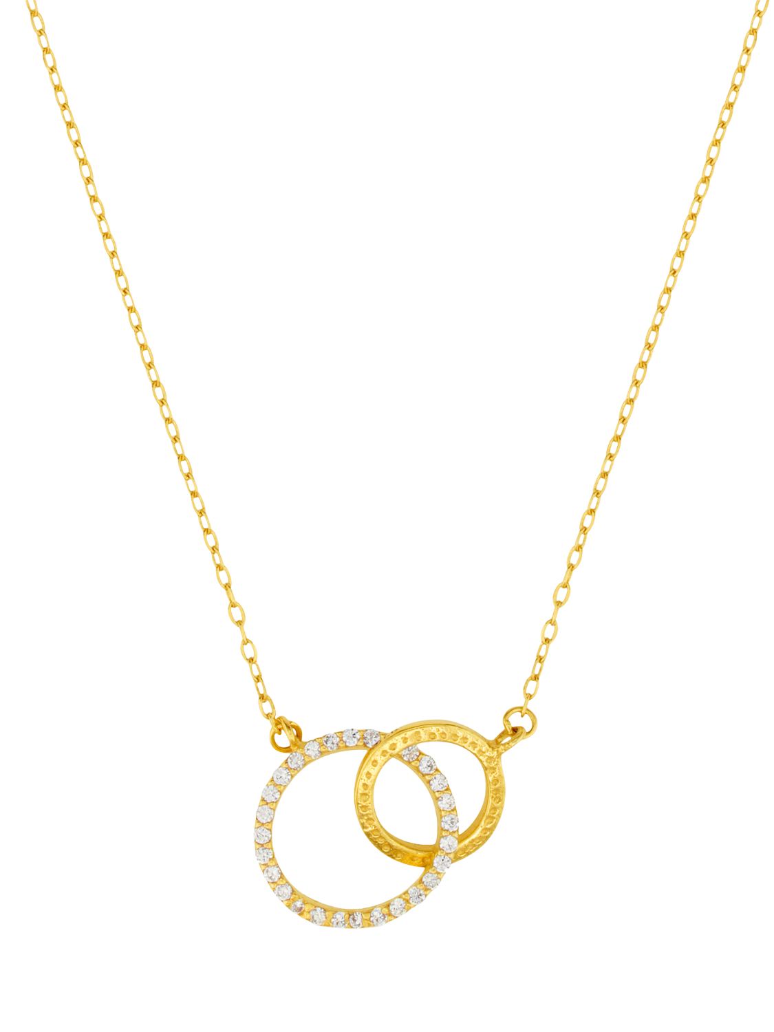 Product image 2 of 3, which shows Orelia LUXE Crystal Open Circle & Interlocking Necklace, Pale Gold