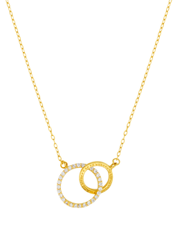 Orelia LUXE Crystal Open Circle & Interlocking Necklace, Pale Gold - view 2, Pale Gold