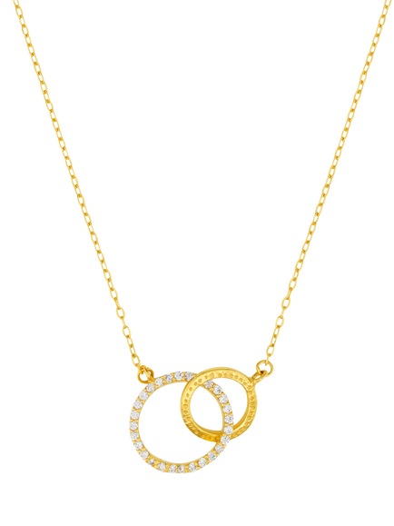Orelia LUXE Crystal Open Circle & Interlocking Necklace, Pale Gold - view 2, Pale Gold