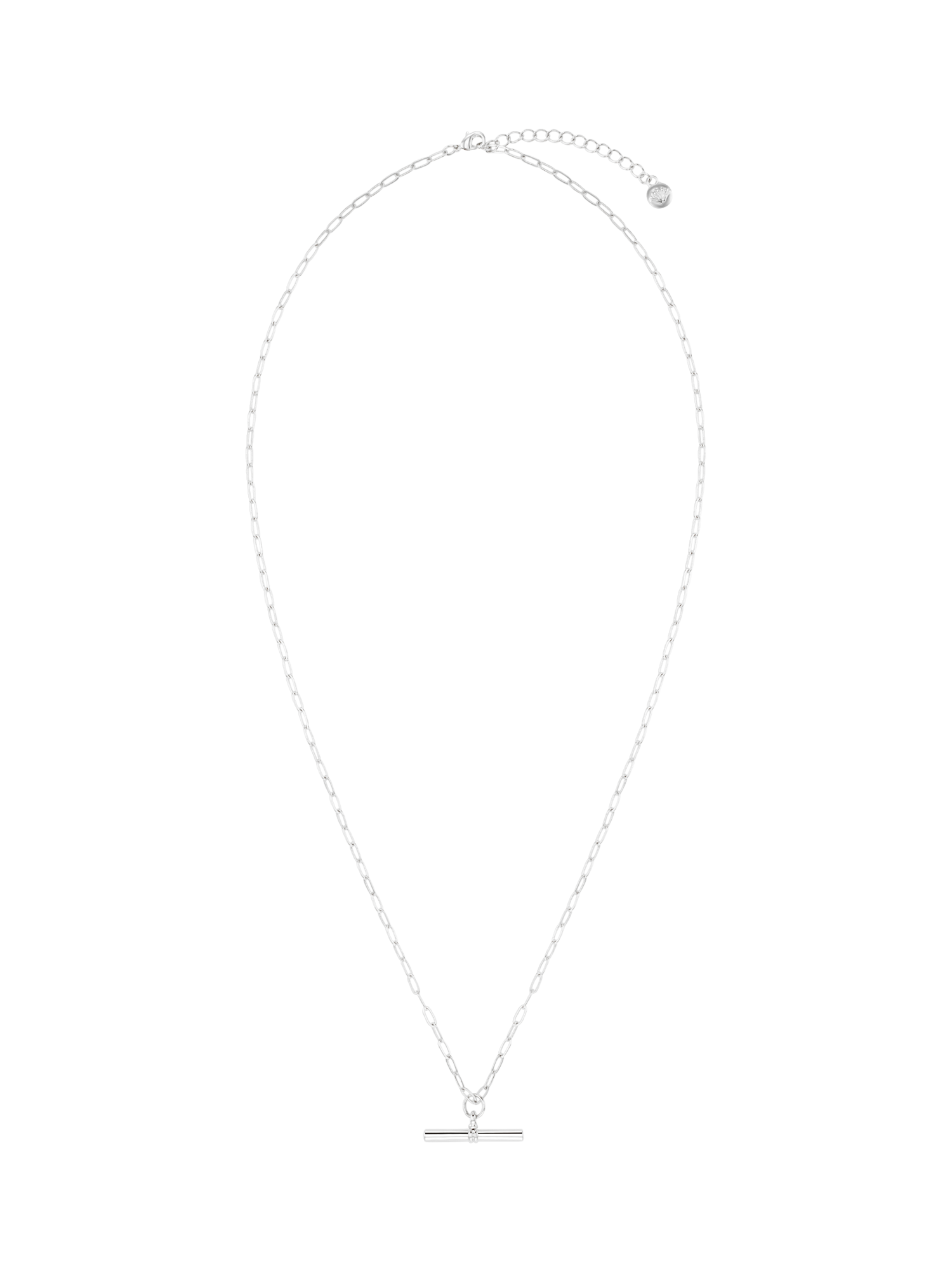 Product image 1 of 4, which shows Orelia Chunky T-Bar Mid Length Necklace, Silver