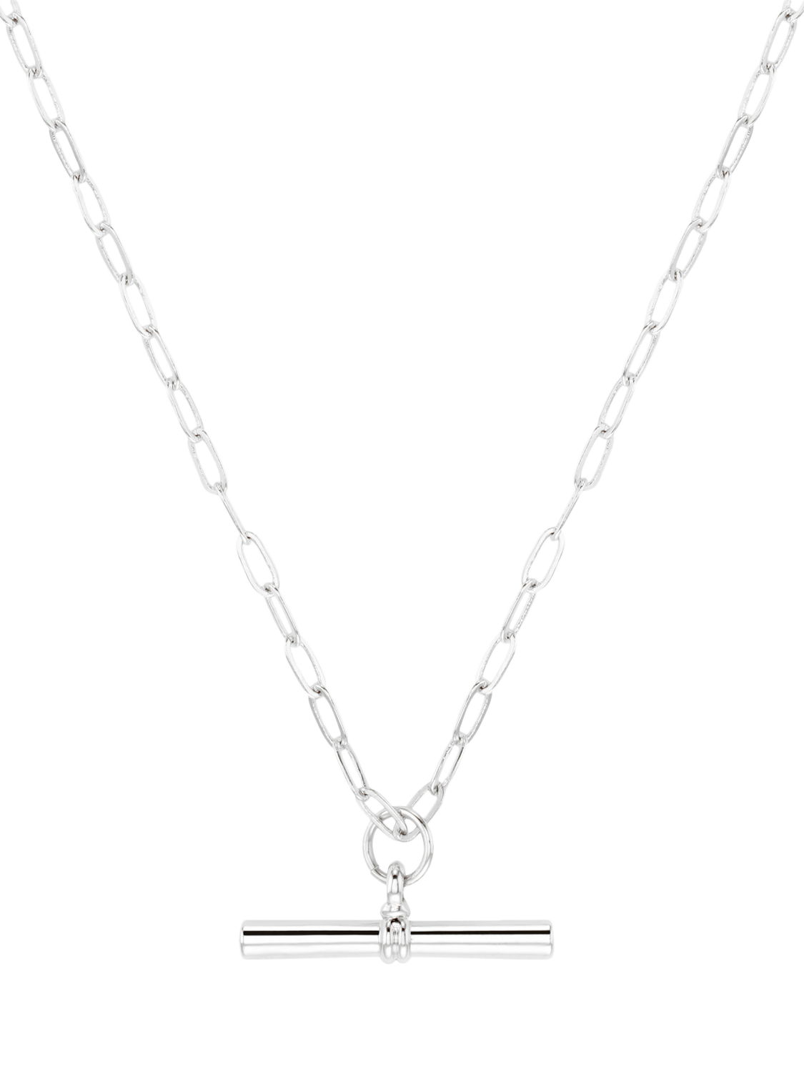Product image 2 of 4, which shows Orelia Chunky T-Bar Mid Length Necklace, Silver