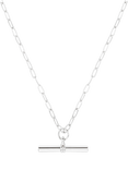 Orelia Chunky T-Bar Drop Necklace, Silver