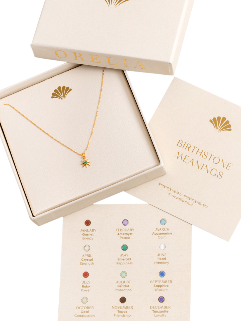 Product image 3 of 3, which shows Orelia Birthstone Emerald Necklace, May