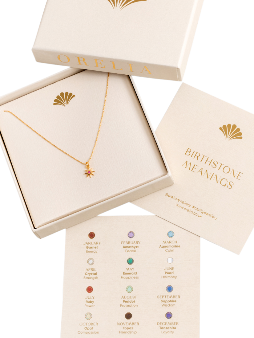 Product image 3 of 3, which shows Orelia Birthstone Ruby Necklace, July