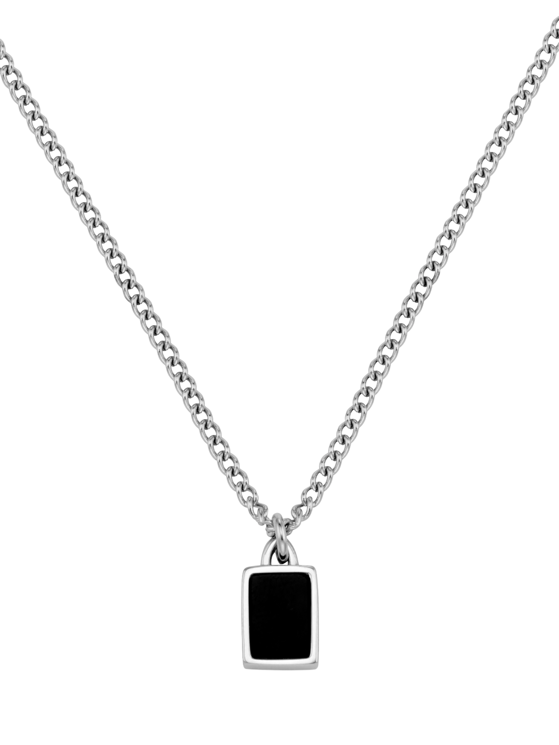 Product image 2 of 3, which shows Orelia Black Agate Tag Chain Necklace, Silver