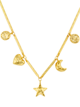 Orelia Molten Charm Necklace, Pale Gold