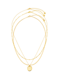 Orelia Multirow Coin Necklace, Pale Gold