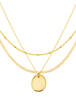Orelia Polished Molten Coin 3-Row Necklace, Pale Gold - view 2, Pale Gold