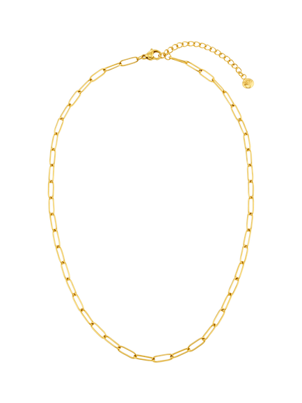 Orelia LUXE Waterproof Fine Oval Link Chain Necklace, Pale Gold, Pale Gold