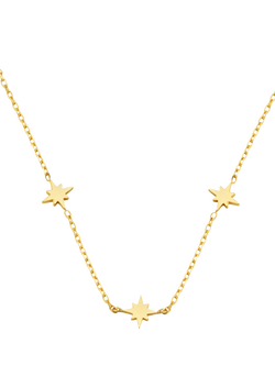 Orelia LUXE Waterproof Fine Stationed Mini Starburst Necklace, Pale Gold - view 2, Pale Gold