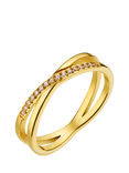 Orelia Crossover Pave Ring, Pale Gold