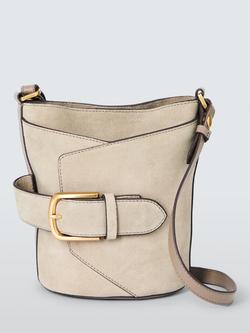 John Lewis Aubrey Suede Crossbody Hobo Bag, Mushroom, Mushroom