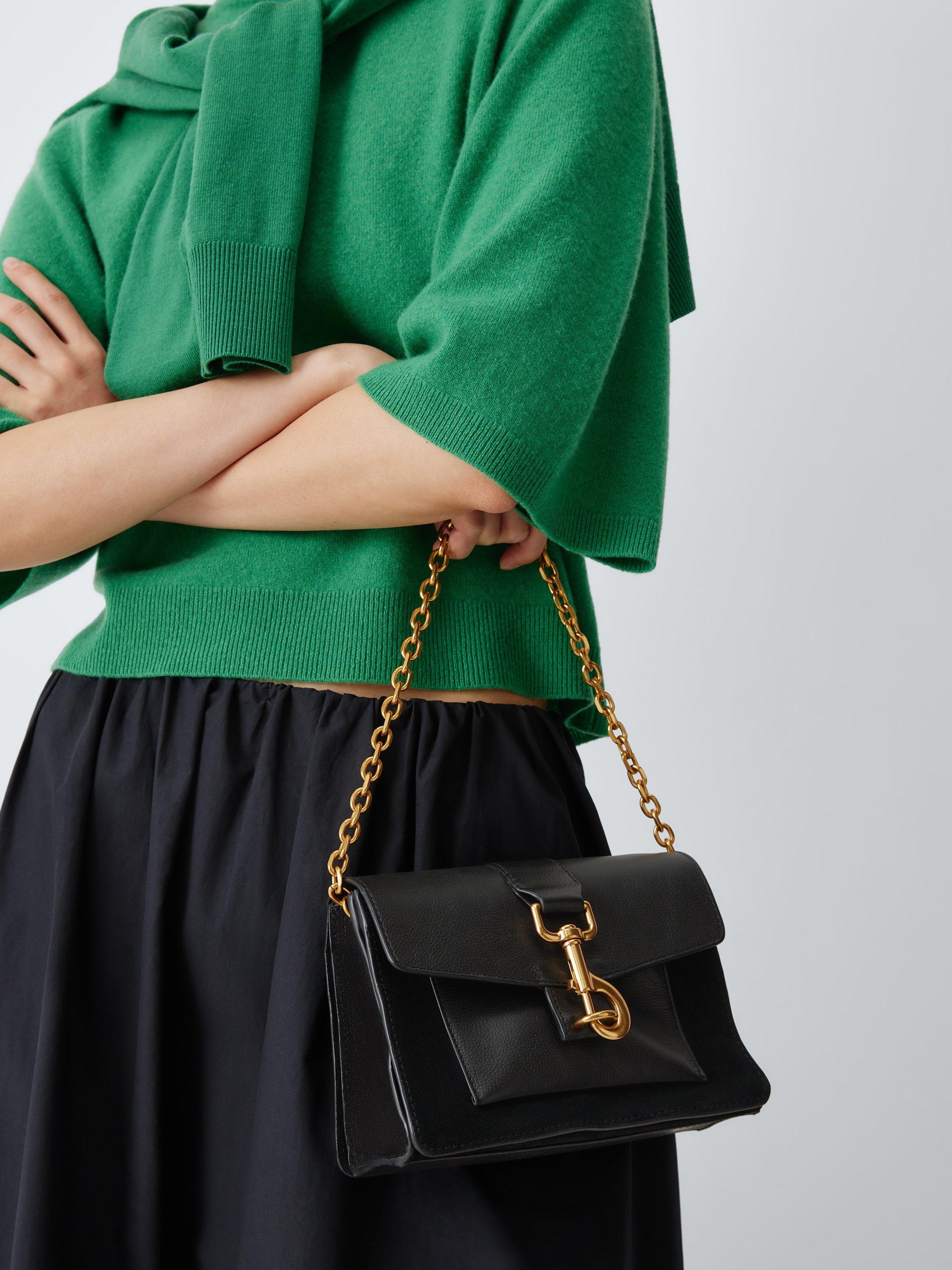 Product image 2 of 6, which shows John Lewis Leather Dog Clip Crossbody Bag, Black