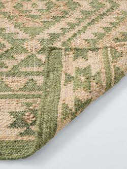 John Lewis Khira Kelim Jute Blend Runner Rug, L240 x W70 cm, Green - view 2, Green