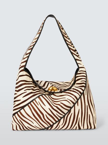 John Lewis Intentional Hair Leather Tote Bag, Zebra, Zebra