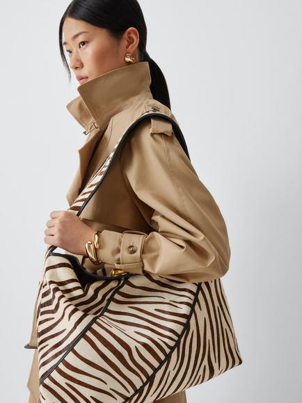 John Lewis Intentional Hair Leather Tote Bag, Zebra - view 2, Zebra