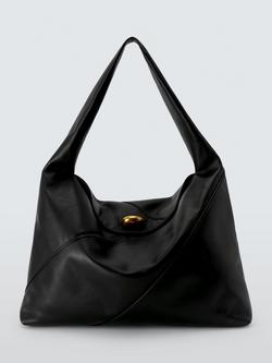 John Lewis Intentional Leather Tote Bag, Black, Black