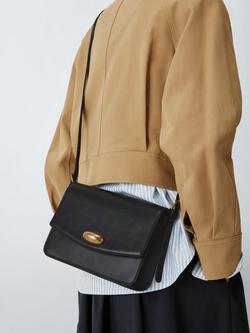 John Lewis Intentional Leather Medium Crossbody Bag, Black - view 2, Black