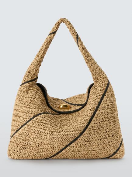 John Lewis Intentional Raffia Tote Bag, Neutrlal Raffia