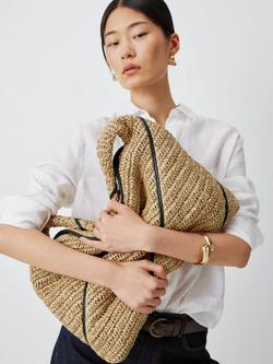John Lewis Raffia Maxi Hobo Bag - view 2, Neutrlal Raffia