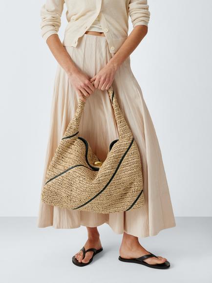 John Lewis Intentional Raffia Tote Bag - view 2, Neutrlal Raffia