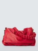 John Lewis Ruched Flapover Leather Crossbody Bag