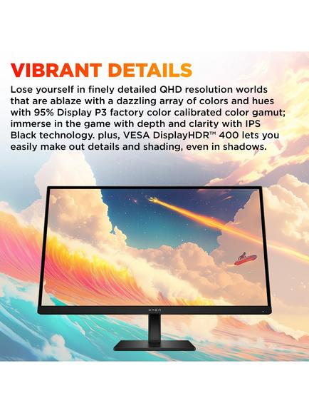 HP OMEN HDR Quad HD 280Hz Gaming Monitor, 27”, Black - view 2, Black