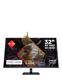 HP OMEN Transcend 32 OLED HDR 4K Ultra HD Gaming Monitor, 31.5”, Black Bezel; White, Black Bezel; White