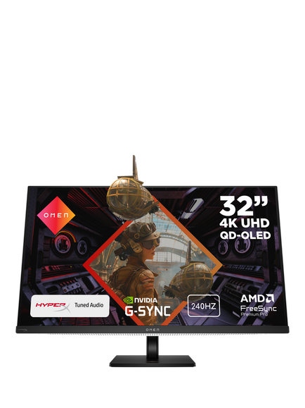 HP OMEN Transcend 32 OLED HDR 4K Ultra HD Gaming Monitor, 31.5”, Black Bezel; White, Black Bezel; White