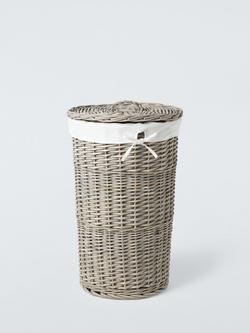 John Lewis Round Willow Laundry Basket, Grey, Grey
