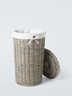 John Lewis Round Willow Laundry Basket, Grey - view 2, Grey